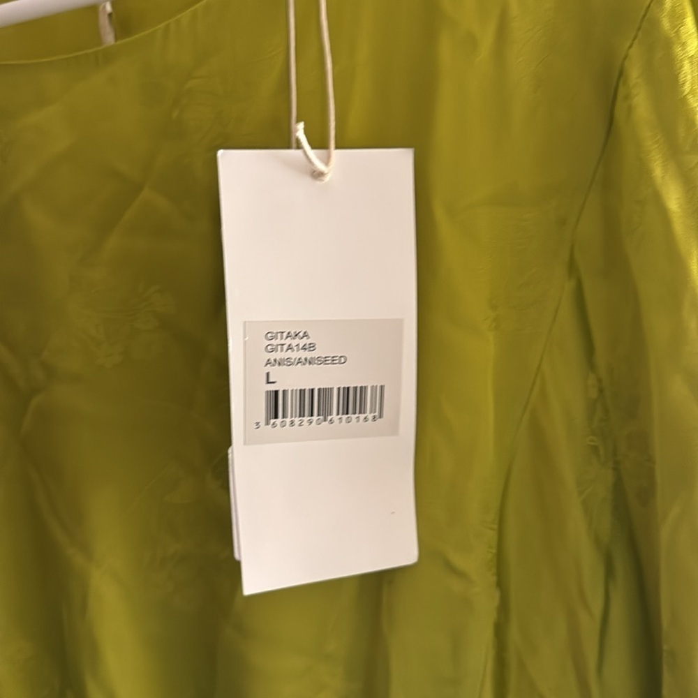 American Vintage NWT Large Anise Viscose Mini Dress Italian Designer - Picture 10 of 10